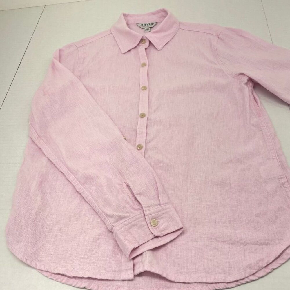Orvis Women's Long Sleeve Linen/Rayon Shirt - Pink - Size S - FLAWS